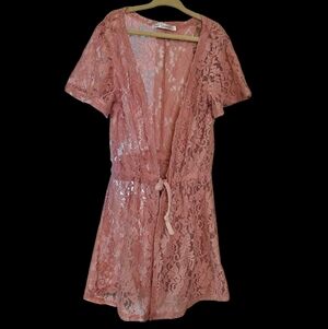 Lace Kids Swim Coverup in Mauve